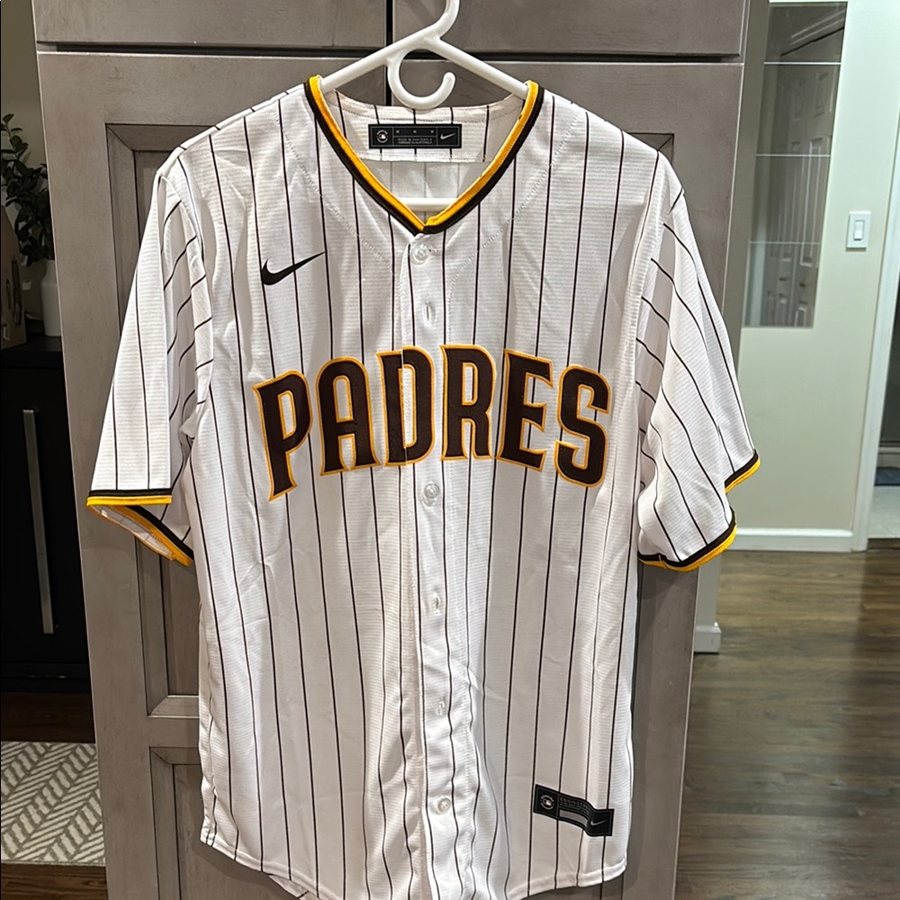 Nike Padres Fernando Tatis White and Black Striped Jersey
